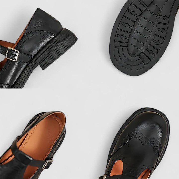 Carla | Mary Jane Shoes de Piel Mujer Estilo Brogue Hebilla