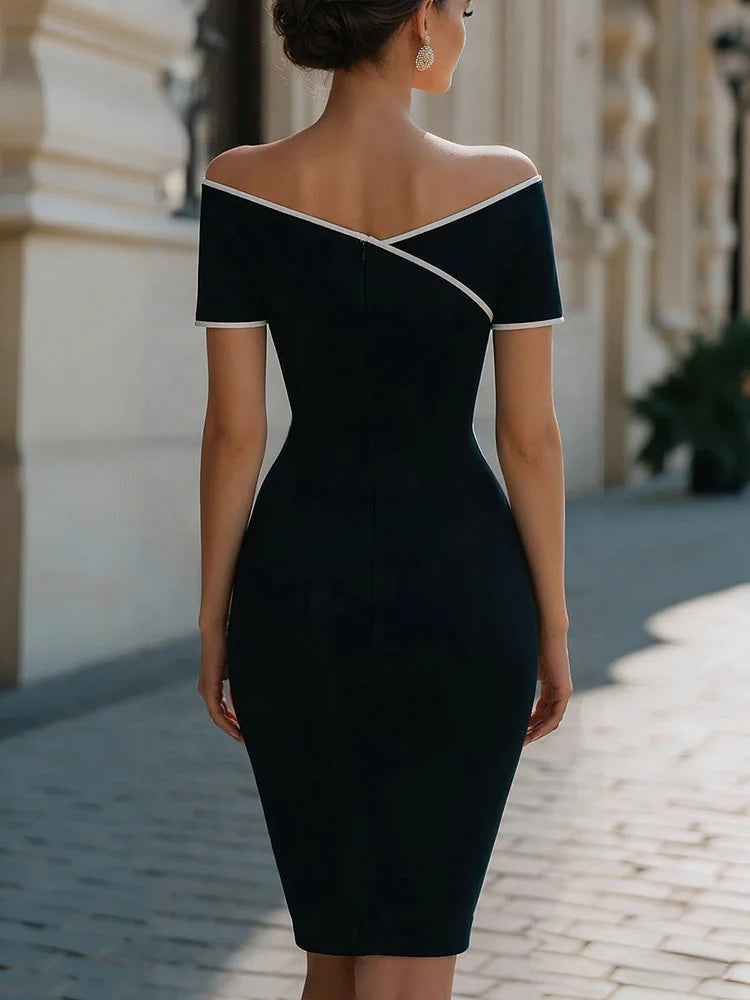 Cayetana | Vestido de Invitada Otoño Ajustado Mujer Hombros Descubiertos