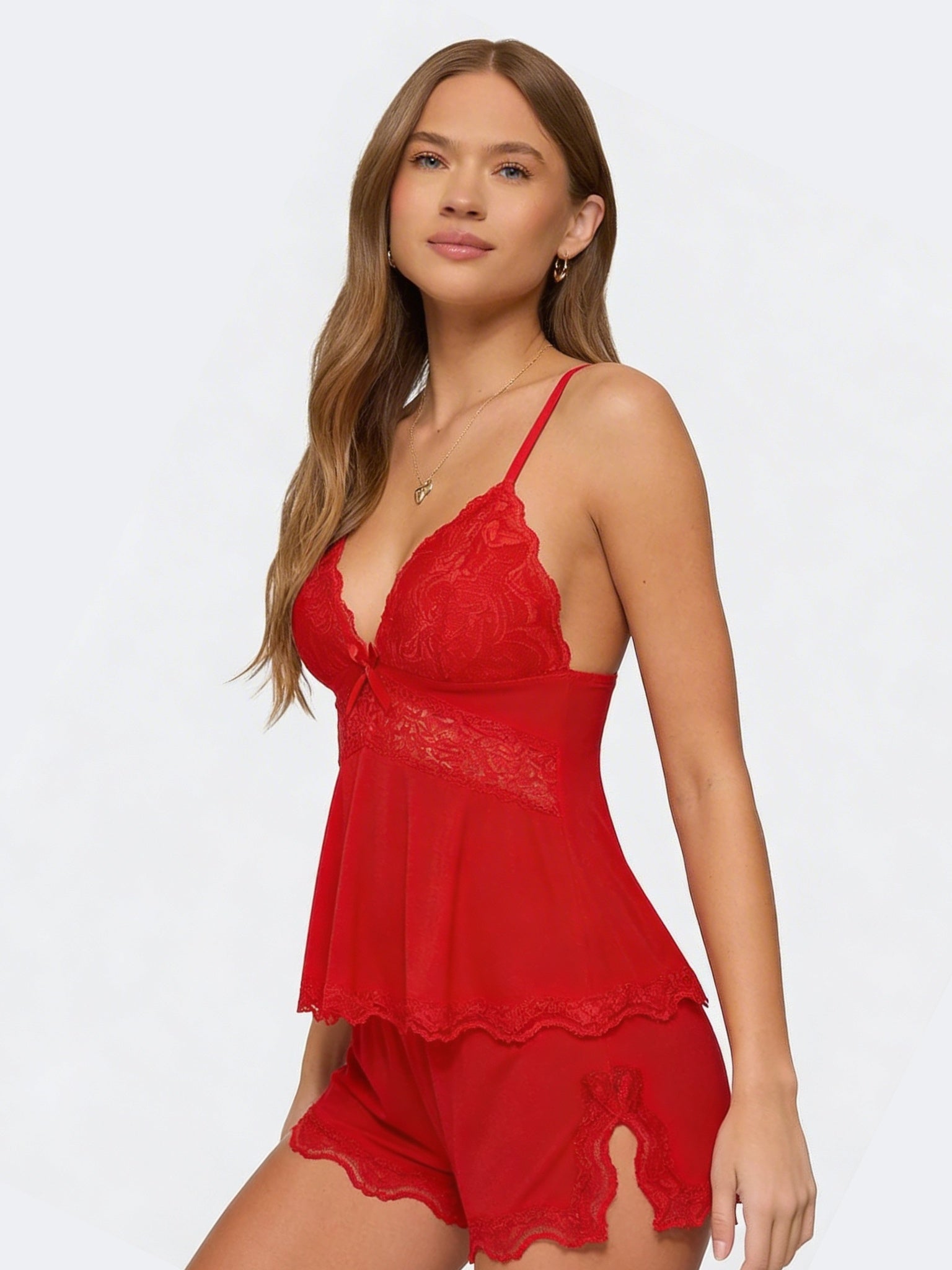 Celeste | Conjunto de Encaje Lencero Mujer Top Tirantes y Short