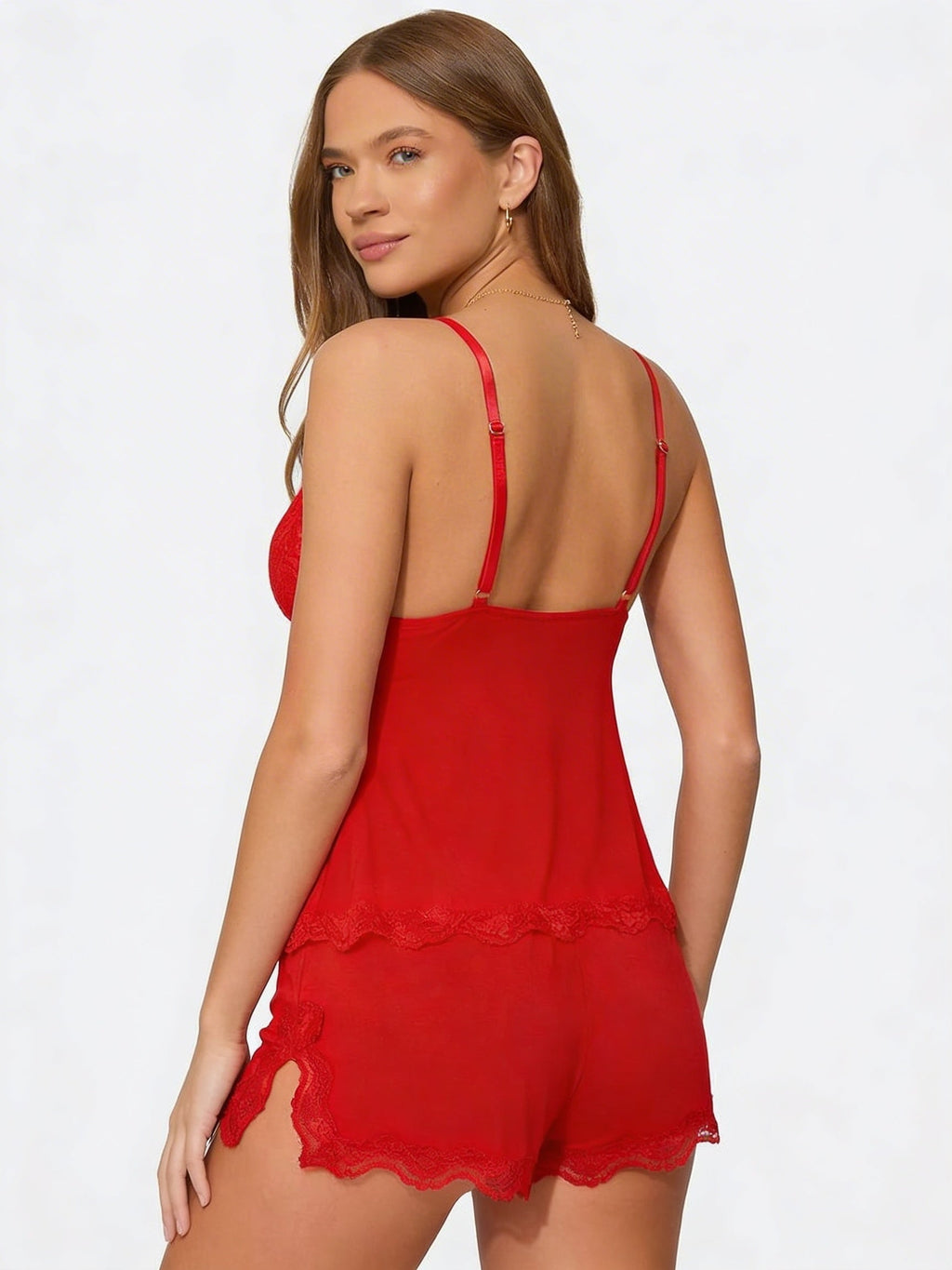 Celeste | Conjunto de Encaje Lencero Mujer Top Tirantes y Short