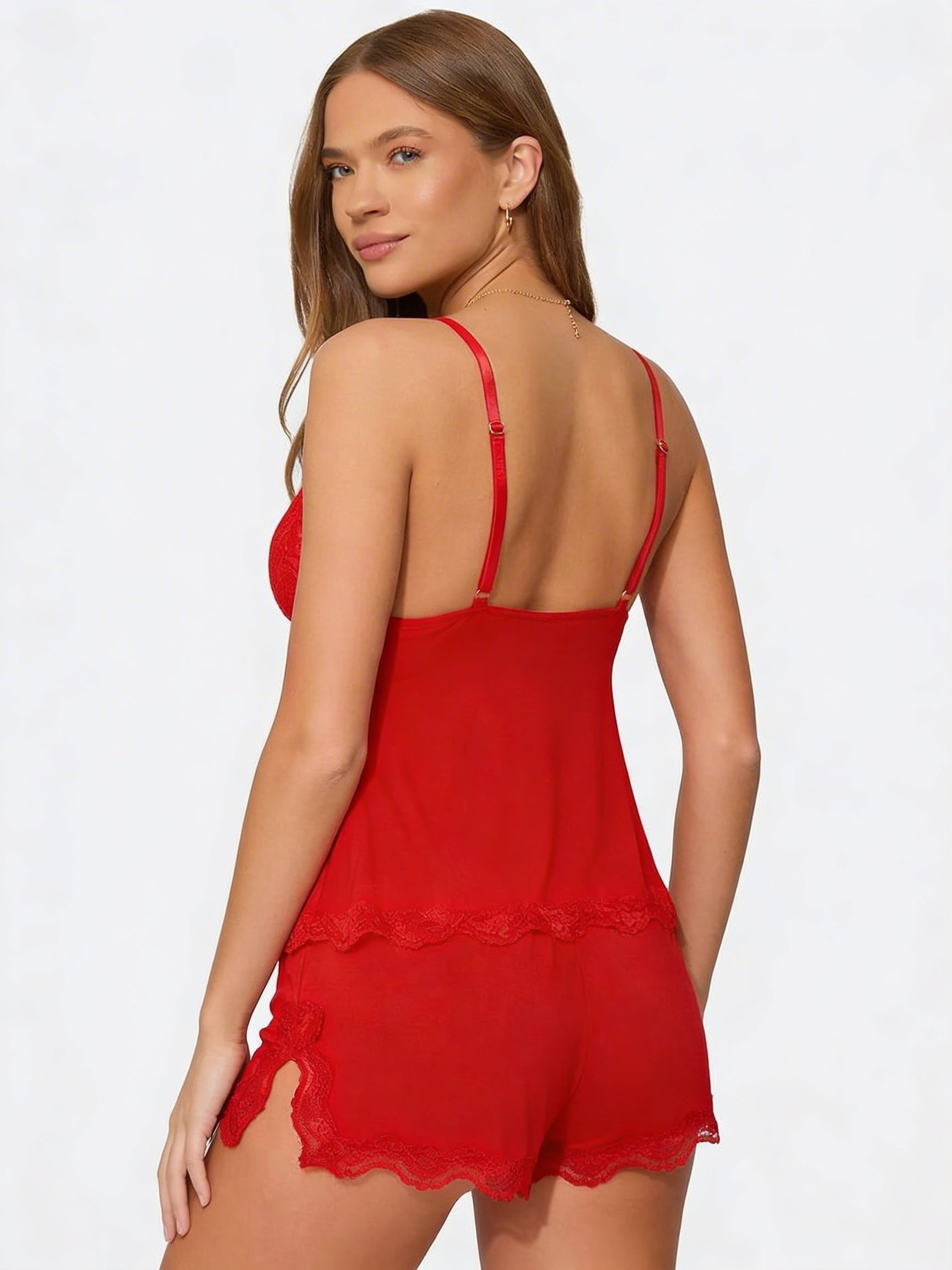 Celeste | Conjunto de Encaje Lencero Mujer Top Tirantes y Short