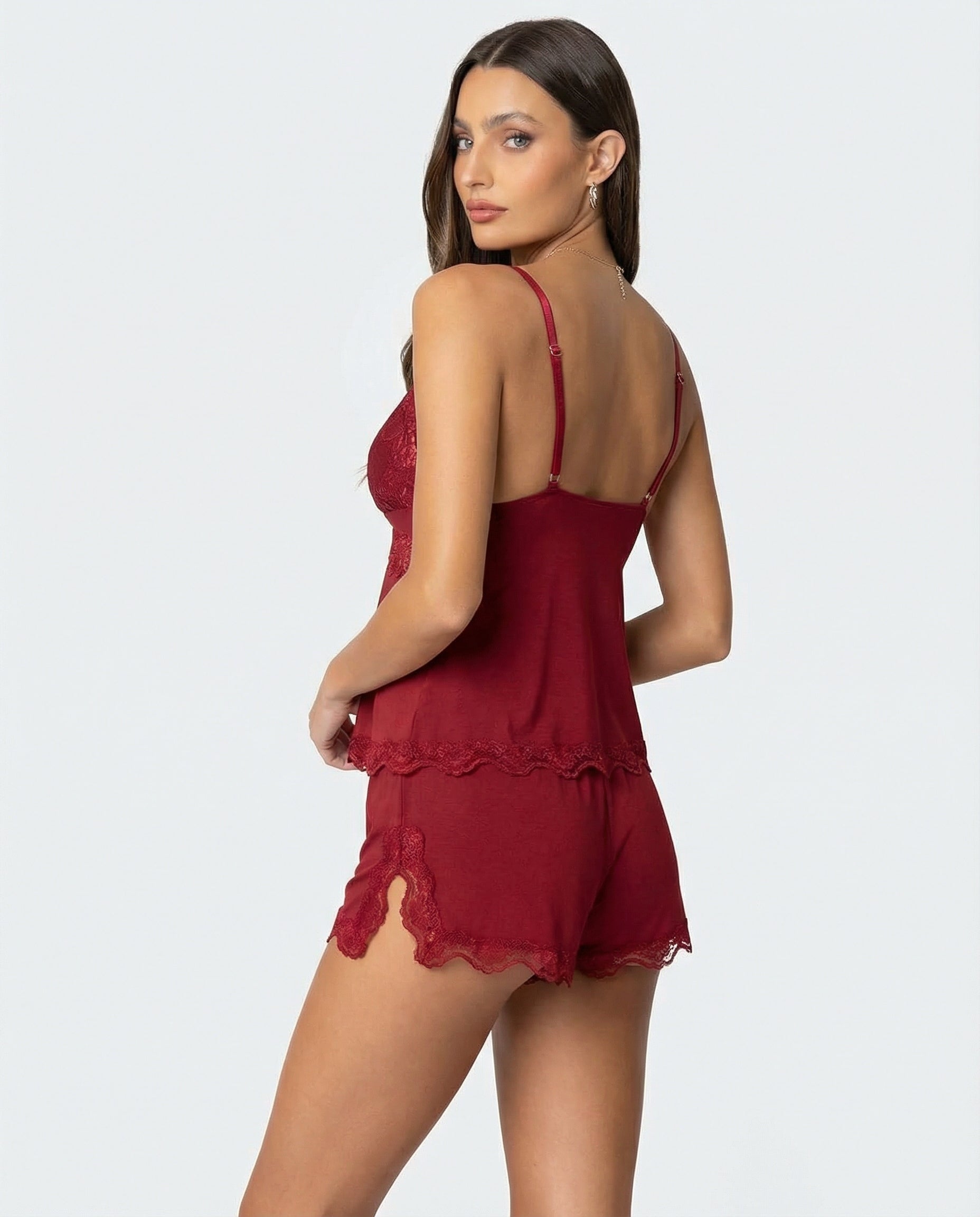 Celeste | Conjunto de Encaje Lencero Mujer Top Tirantes y Short