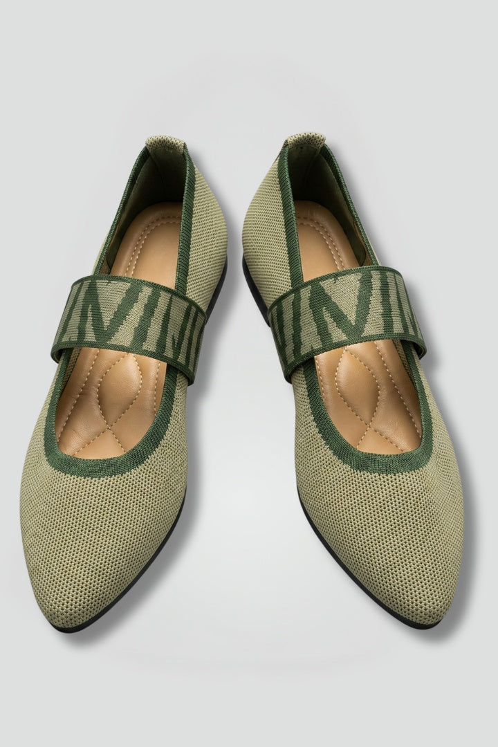 Celeste | Zapatos Mary Jane Planos Mujer Tejido Punto Punta Fina