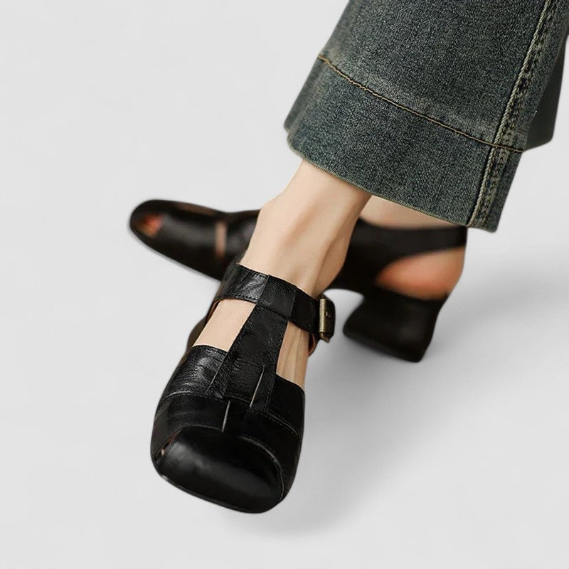 Celia | Mary Jane Shoes Mujer Piel Tacón Bloque Tiras