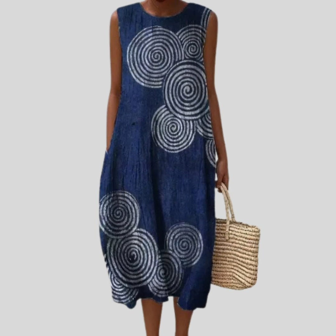 Celia | Vestido de Verano Estampado Geométrico Mujer Sin Mangas