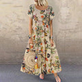 Covadonga | Vestido Largo Floral Mujer Manga Corta Suelto