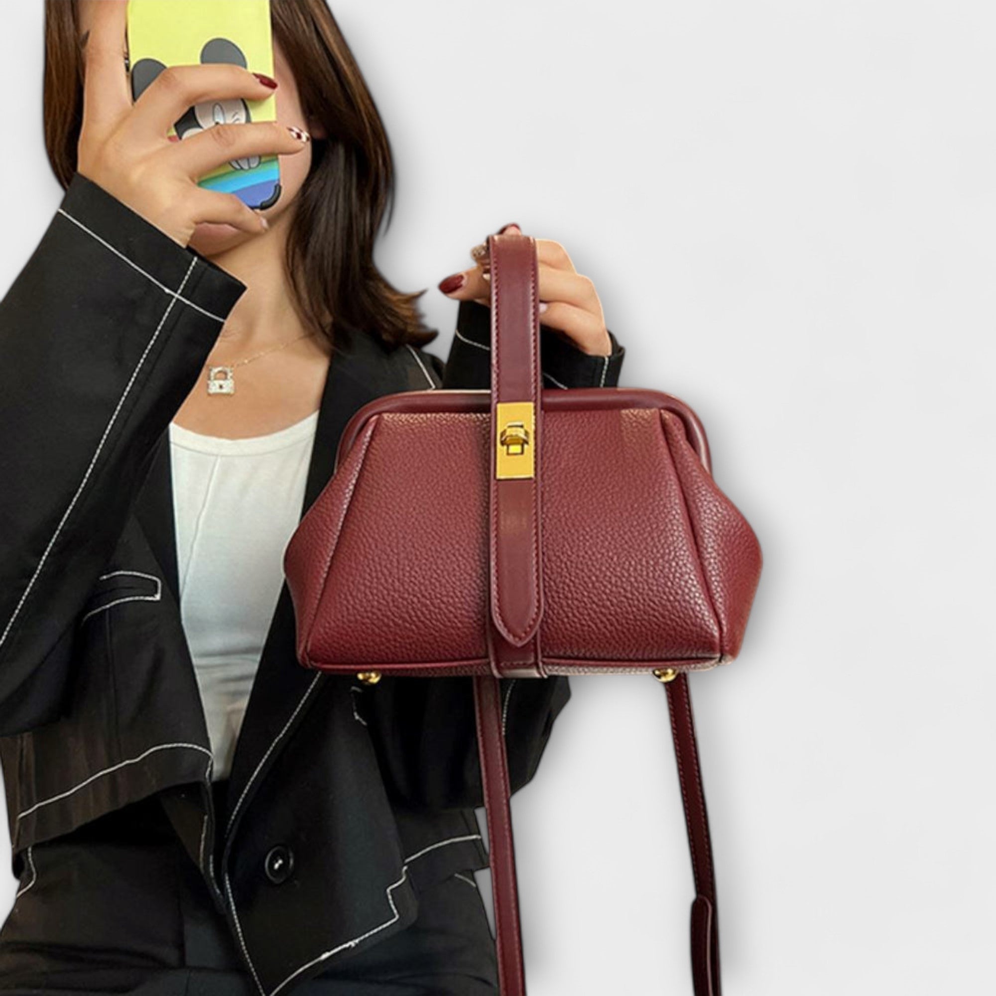 Delia | Bolso Cruzado de Piel Mujer Asa Superior Cierre de Giro