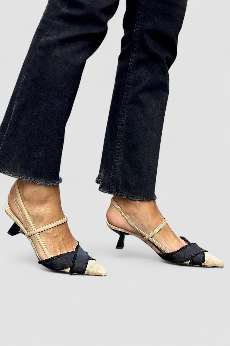 Dolores | Zapatos Destalonados de Tacón Bajo Mujer Punta
