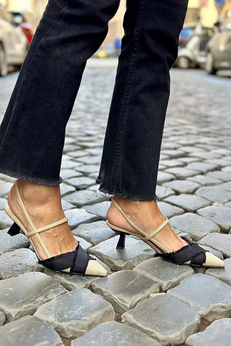 Dolores | Zapatos Destalonados de Tacón Bajo Mujer Punta
