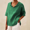 Esperanza | Camisa de Lino Oversize Mujer Capucha Escote V