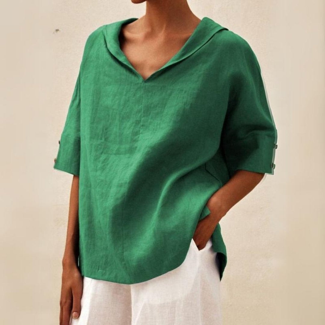 Esperanza | Camisa de Lino Oversize Mujer Capucha Escote V