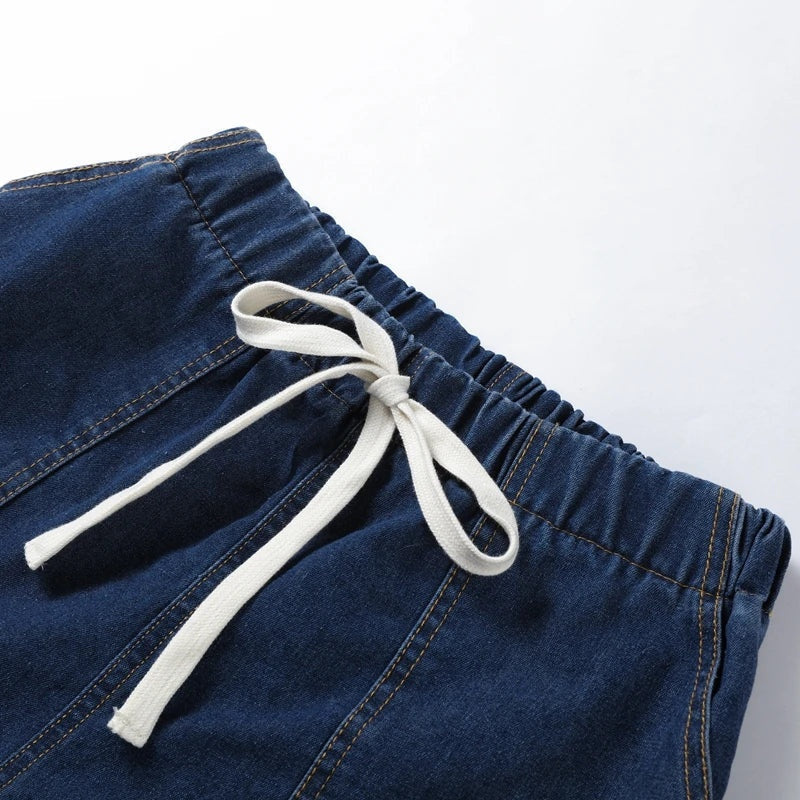 Esther | Conjunto de Denim Dos Piezas Mujer Camisa Manga Corta Shorts