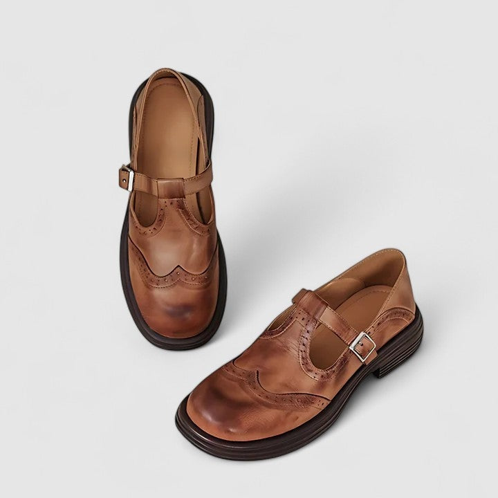 Esther | Mary Jane Shoes Brogue de Piel Mujer Tira en T