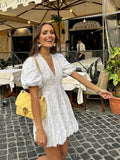 Esther | Vestido Corto de Verano con Volantes Mujer Bordado