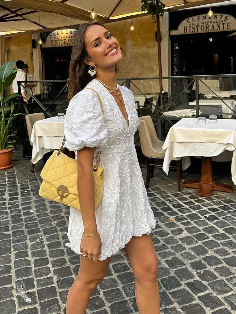 Esther | Vestido Corto de Verano con Volantes Mujer Bordado