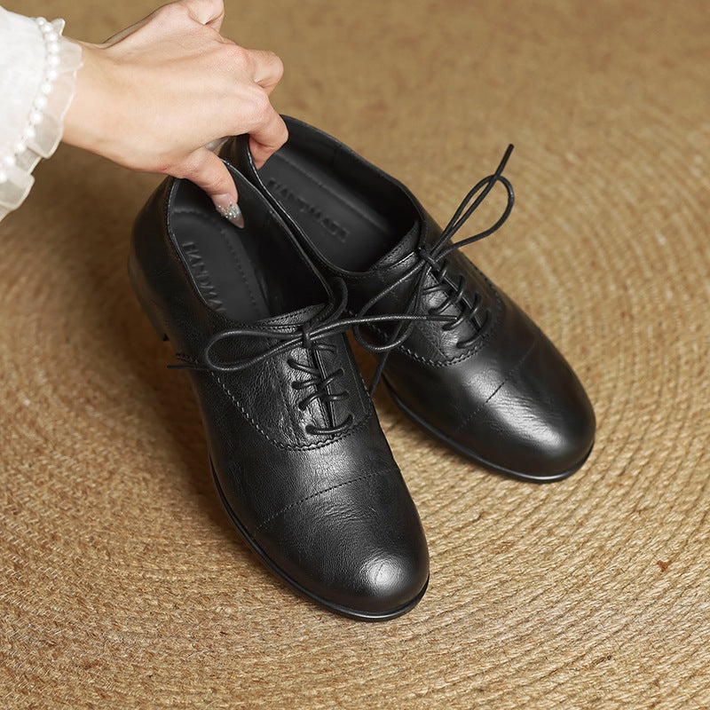 Gloria | Zapatos Oxford de Cuero Genuino Mujer Cordones Cap Toe