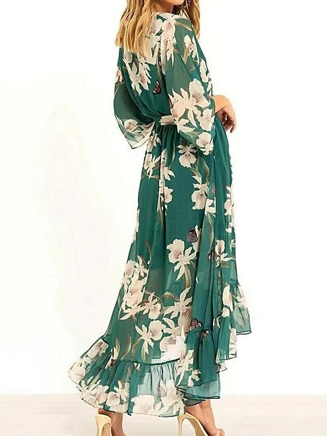 Guadalupe | Vestido Largo de Verano con Volantes Mujer Escote V