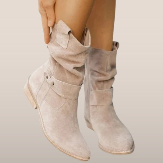 Inés | Botas Cowboy de Ante Mujer Caña Media Slouchy