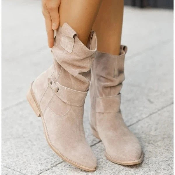 Inés | Botas Cowboy de Ante Mujer Caña Media Slouchy