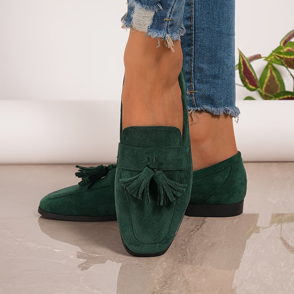 Inés | Mocasines de Ante con Borlas Mujer Planos