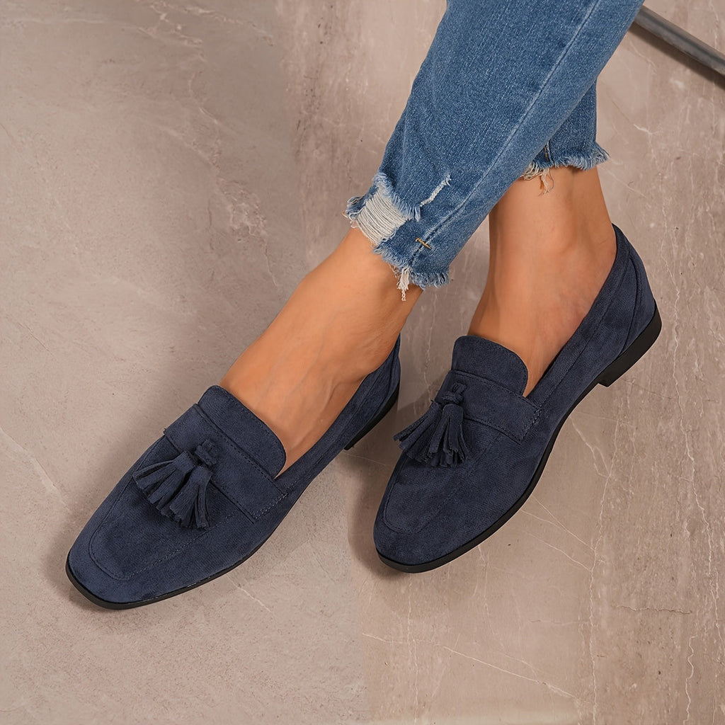 Inés | Mocasines de Ante con Borlas Mujer Planos