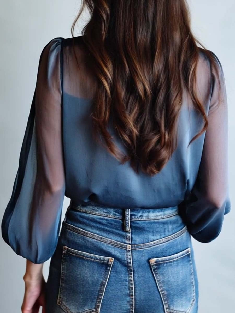 Irene | Blusa Floral Elegante de Manga Larga Mujer Transparente