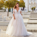 Isabela | Vestido de Novia Princesa Mujer Encaje Manga Tres Cuartos