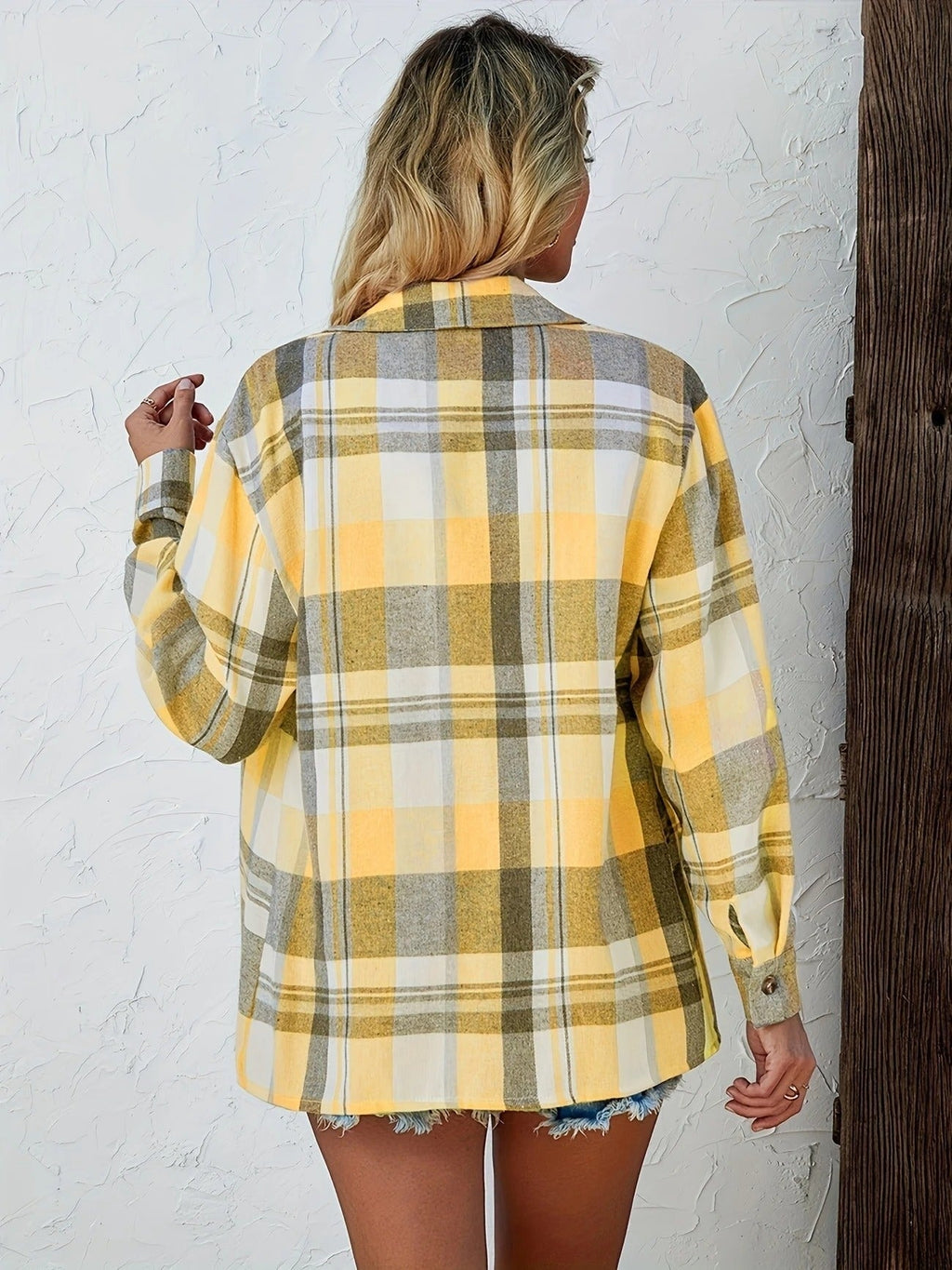 Laia | Camisa de Cuadros Oversize Mujer Manga Larga Bolsillo