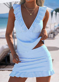 Laia | Conjunto Tankini de Rayas con Volantes Mujer Escote V