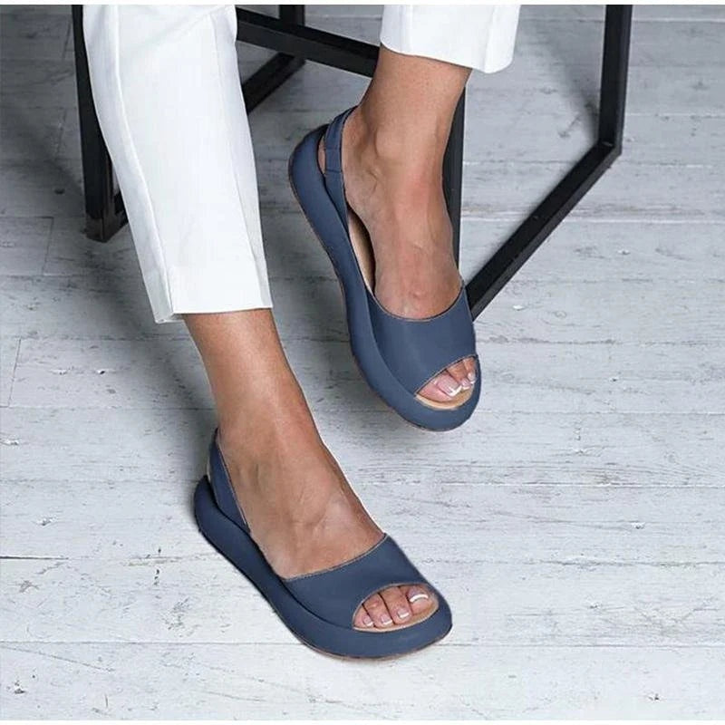 Laia | Sandalias Planas Peep Toe Mujer Slingback