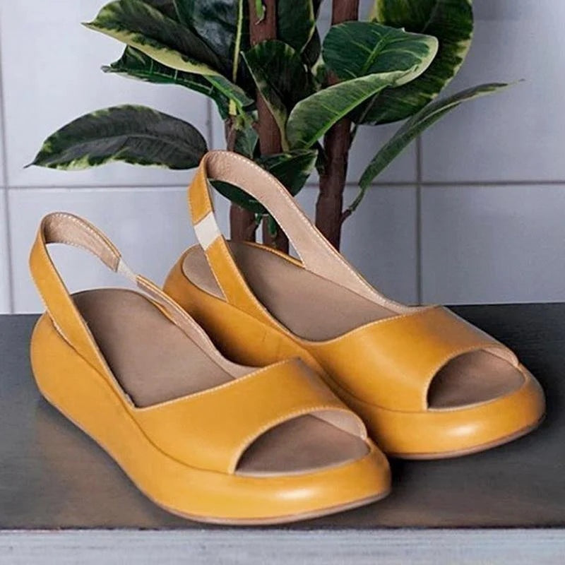 Laia | Sandalias Planas Peep Toe Mujer Slingback
