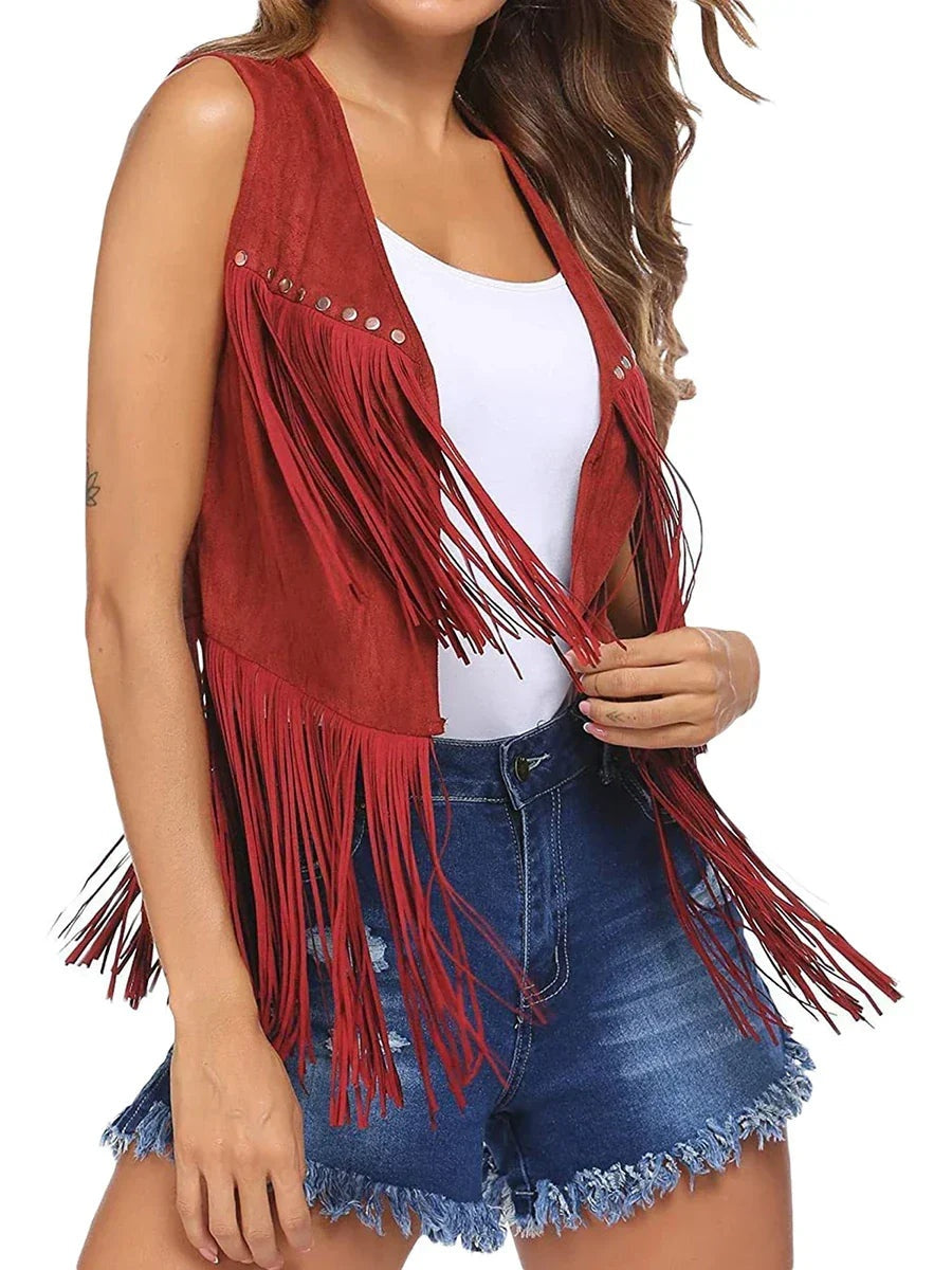 Leire | Chaleco de Ante con Flecos Mujer Estilo Western