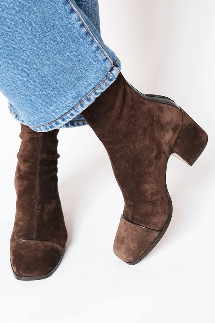 Lidia | Botines de Ante Mujer Caña Baja Tacón Bloque