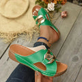 Lidia | Sandalias de Cuña Verano Mujer Slip-On Detalle Dorado