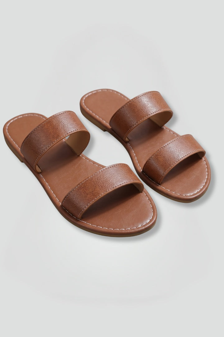 Lidia | Sandalias Planas Doble Tira Mujer Slip On