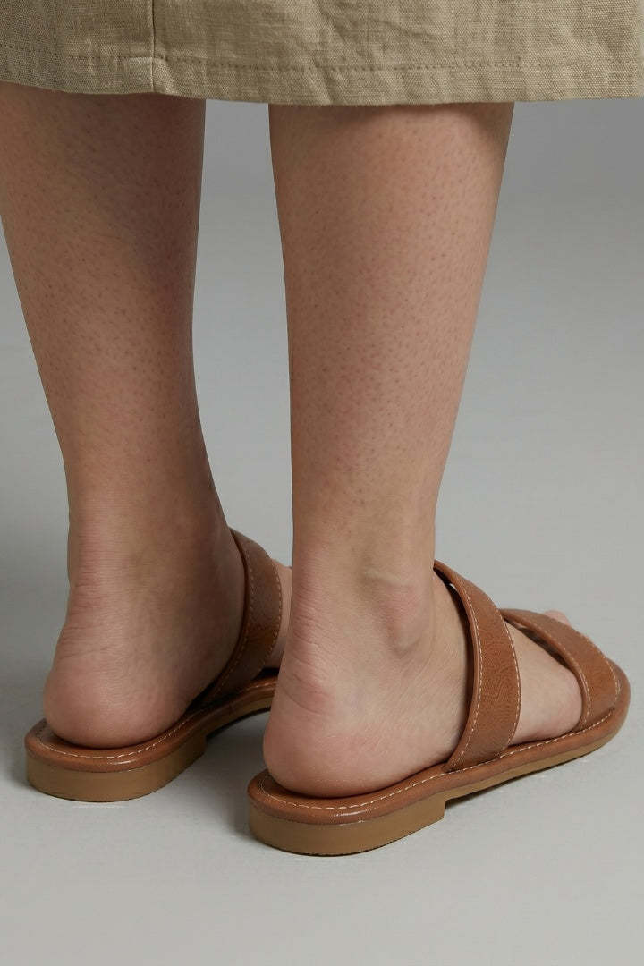 Lidia | Sandalias Planas Doble Tira Mujer Slip On