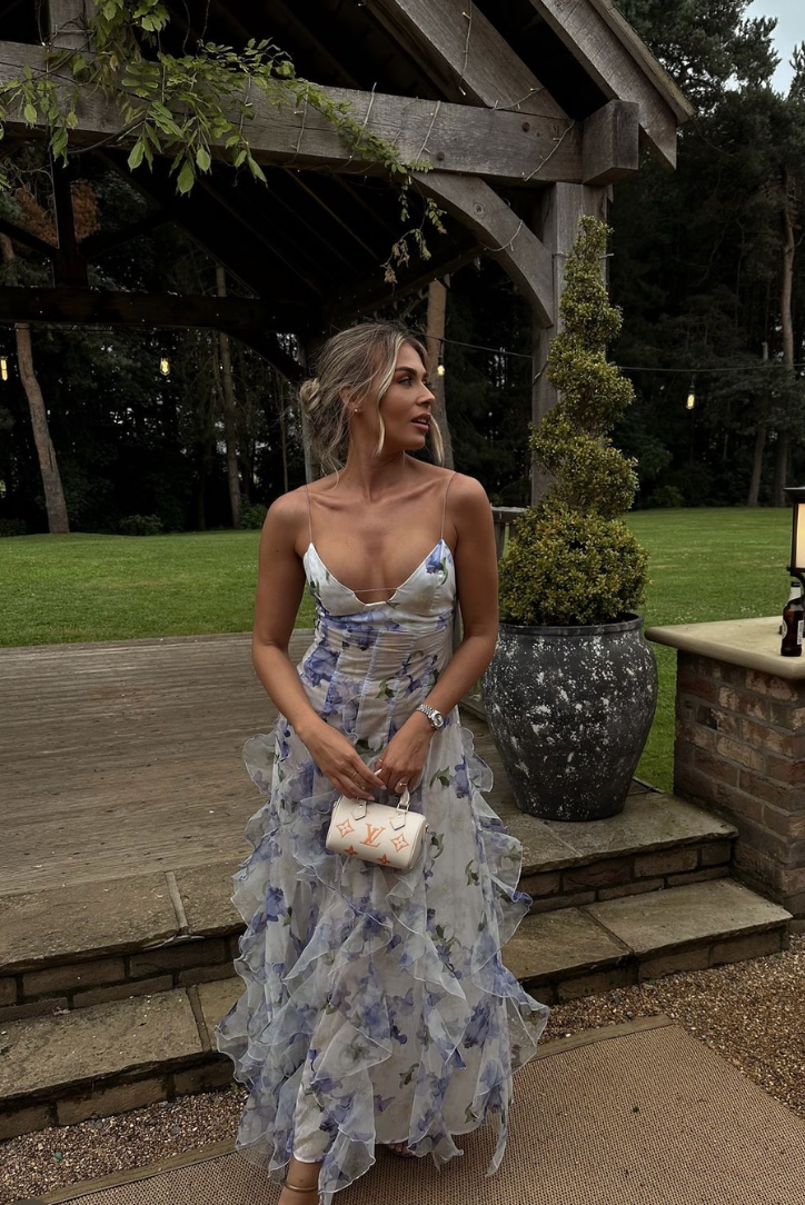 Lidia | Vestido Largo con Volantes Estampado Floral Mujer Tirantes
