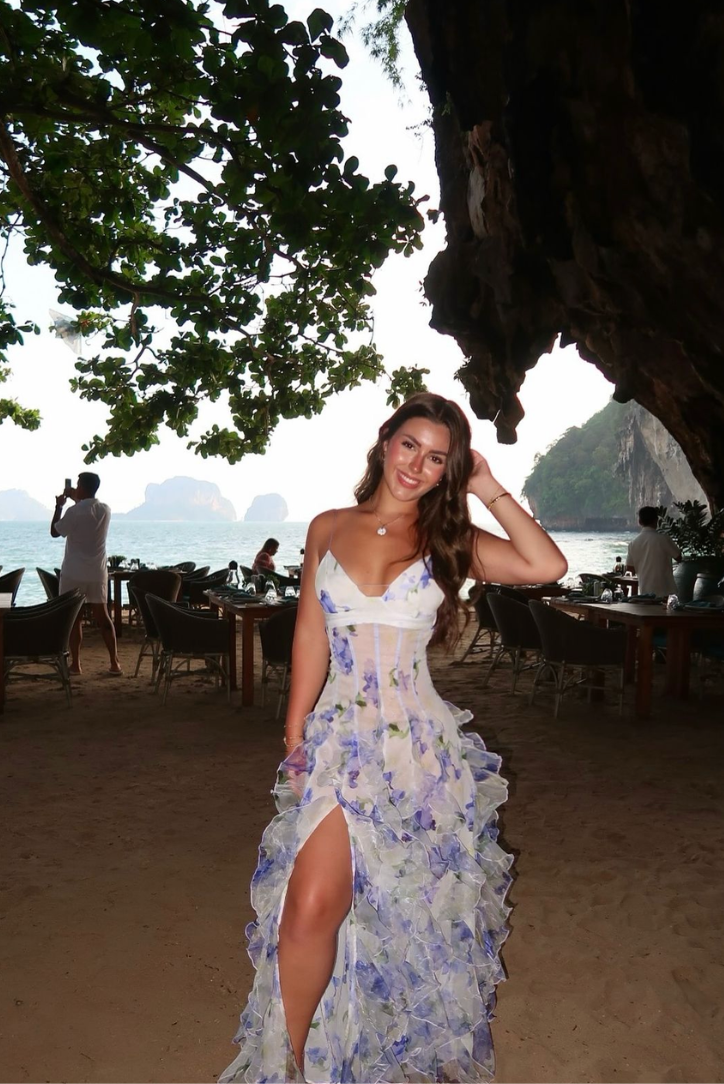 Lidia | Vestido Largo con Volantes Estampado Floral Mujer Tirantes