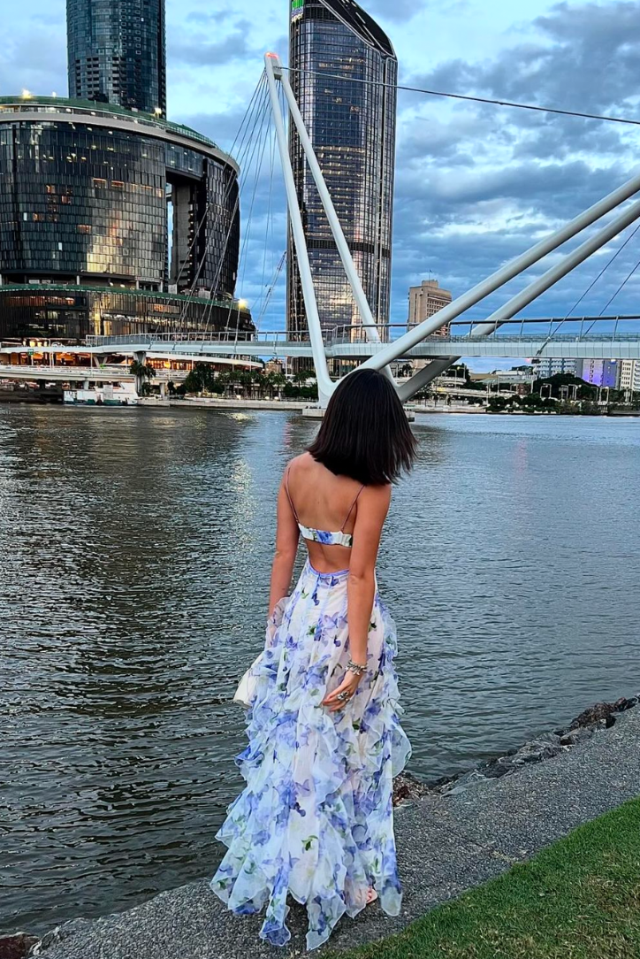 Lidia | Vestido Largo con Volantes Estampado Floral Mujer Tirantes