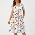 Lola | Vestido Floral Mujer Manga Corta Bolsillos Corte A