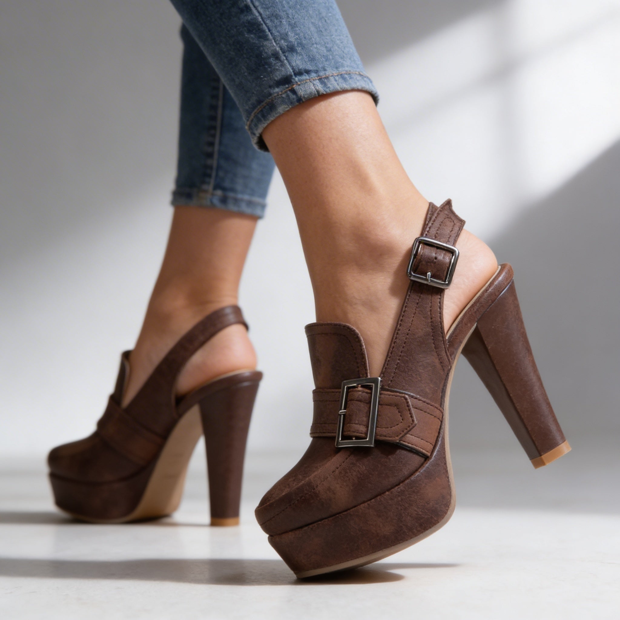 Lorena | Tacones de Plataforma con Hebilla Mujer Slingback
