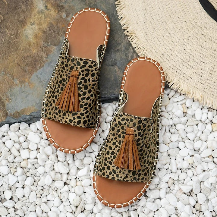 Macarena | Sandalias Planas Étnicas Mujer Borlas Suela Trenzada