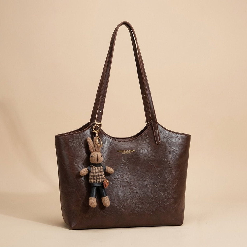 Macarena | Tote Bag de Cuero Vegano Mujer Grande con Colgante