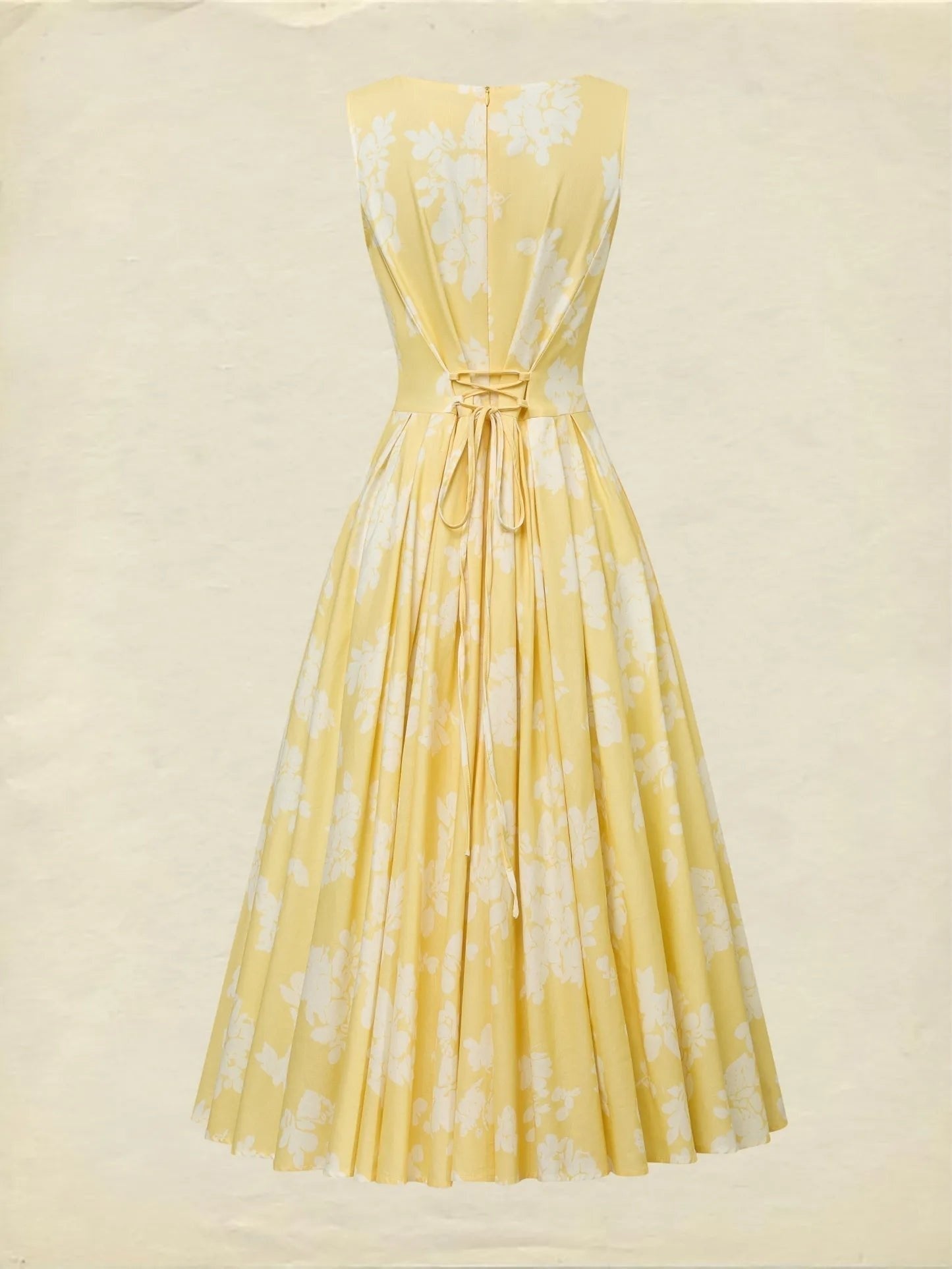 Marina | Vestido Midi Estampado Floral de Invitada Otoño Mujer Sin Mangas Plisado