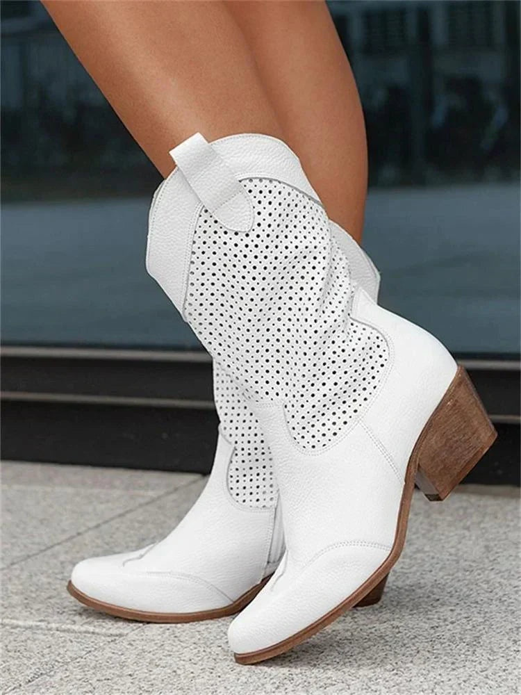 Marisol | Botas Camperas Mujer Caña Media Caladas Cremallera