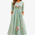 Marisol | Vestido Invitada Otoño Estampado Floral Mujer Midi Manga 3/4