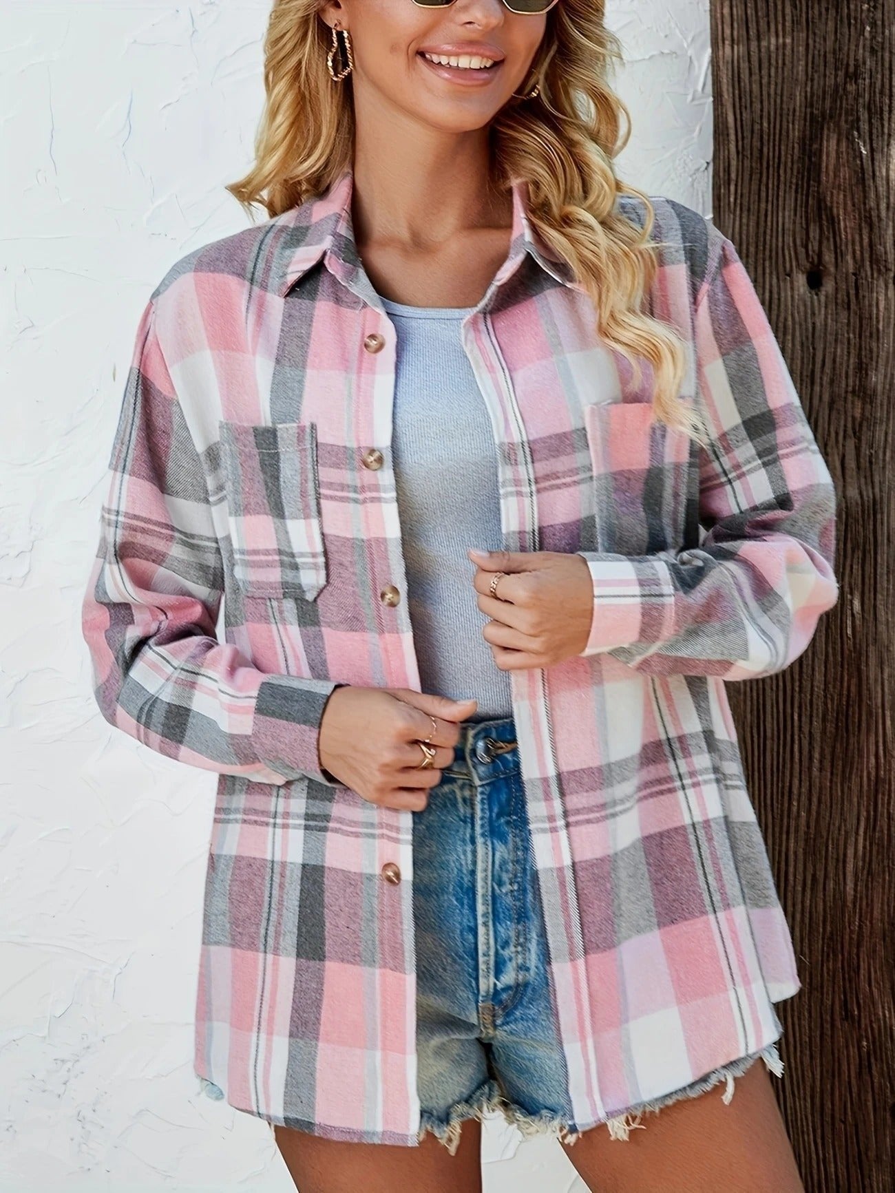Mencía | Camisa de Cuadros de Manga Larga Mujer Oversized