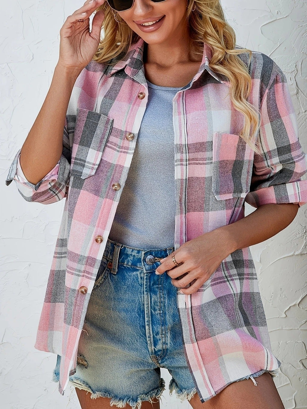 Mencía | Camisa de Cuadros de Manga Larga Mujer Oversized