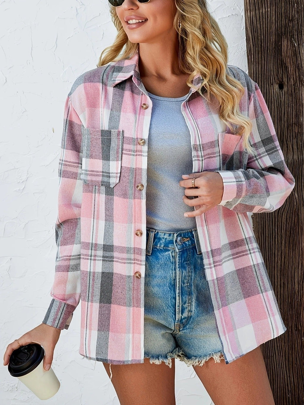 Mencía | Camisa de Cuadros de Manga Larga Mujer Oversized