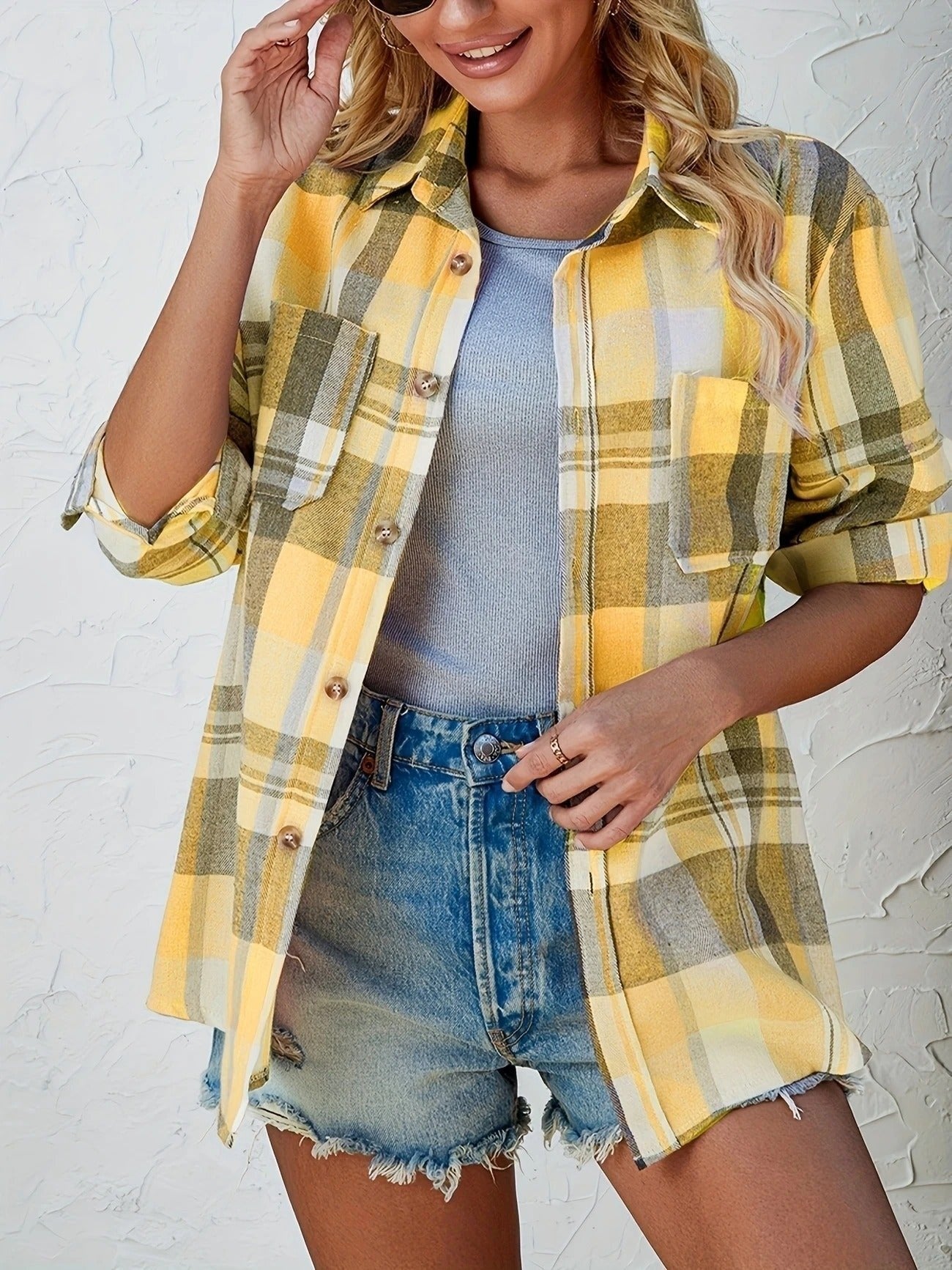 Mencía | Camisa de Cuadros de Manga Larga Mujer Oversized